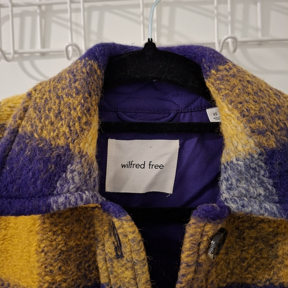 NWOT Wilfred Women's "Autumn" Wool Shirt Jacket in Purple & Yellow (Size XS) - Picture 1 of 10